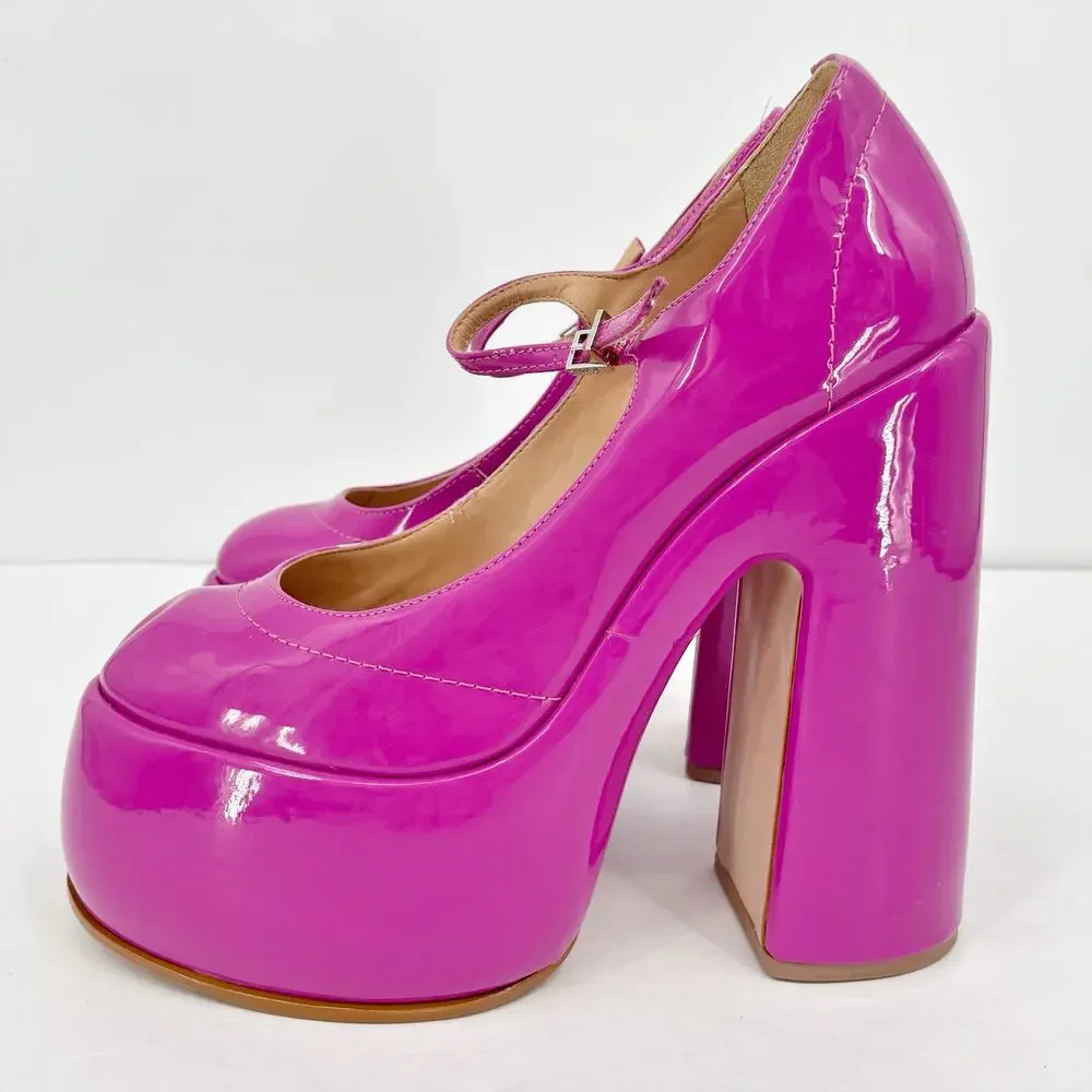 Schutz Womens Zayne Platform Mary Janes US 7 EU 37 Pink Patent Leather NIB - Picture 6 of 10